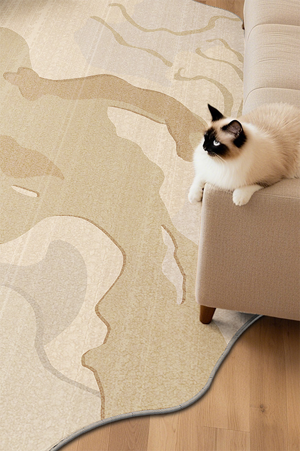 Artistic Beige Irregular Gradient Area Rug, Wabi-Sabi, Rugsfun