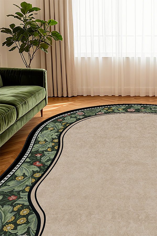 Pet-Friendly Multicolor Garden Area Rug, Mid-Century, Rugsfun