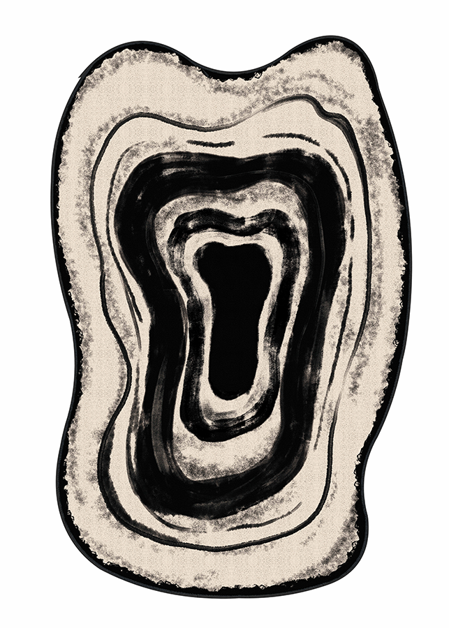 Non-Slip Black & White Abstract Wave Area Rug, Wabi-Sabi, Rugsfun