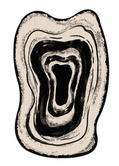 Non-Slip Black & White Abstract Wave Area Rug, Wabi-Sabi, Rugsfun