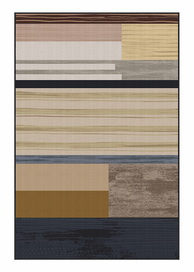 Waterproof Multicolor Rectangular Stripe Area Rug, Mid-Century Modern Minimalist, Rugsfun