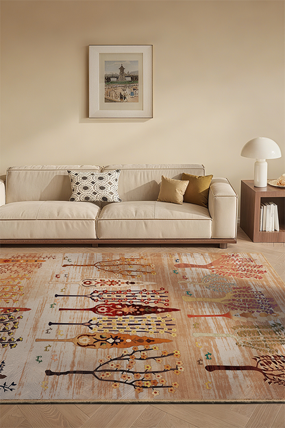 Artistic Multicolor Ethnic Pattern Rectangular Area Rug, Retro, Rugsfun