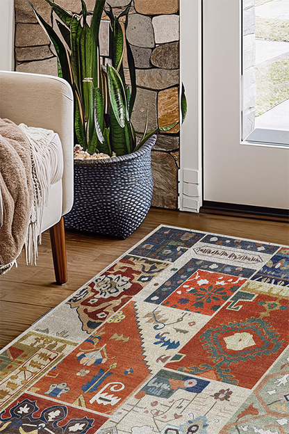 Artistic Colorful Pattern Area Rug, Mid-Century Modern, Rugsfun