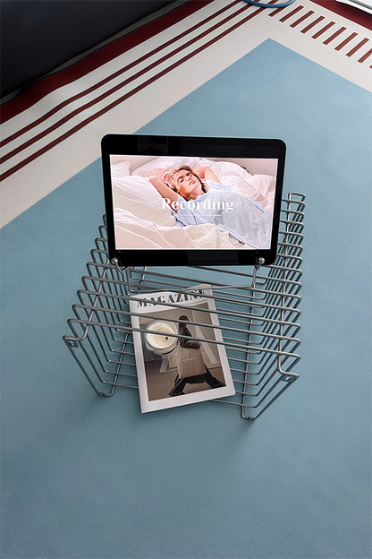 Waterproof Light Blue Stripe Area Rug, Modern Geometric, Rugsfun