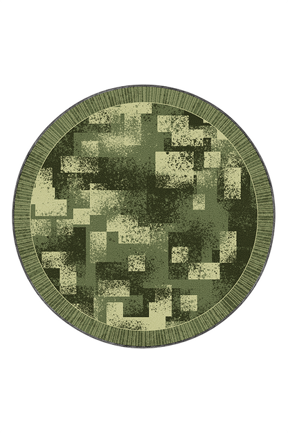 Non-Slip Green Floral Round Area Rug, French Retro, Rugsfun