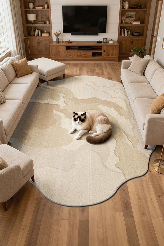 Artistic Beige Irregular Gradient Area Rug, Wabi-Sabi, Rugsfun