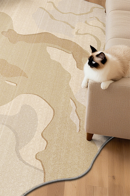 Artistic Beige Irregular Gradient Area Rug, Wabi-Sabi, Rugsfun