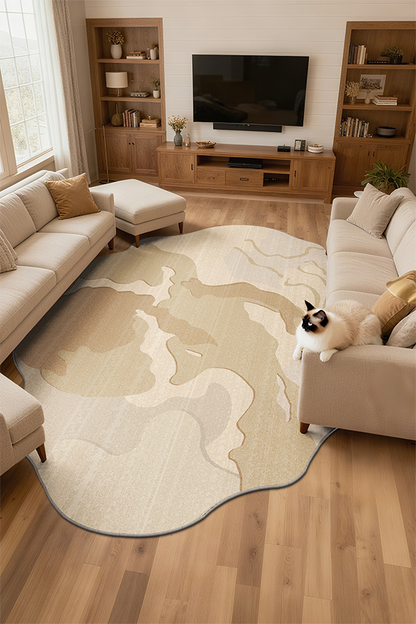 Artistic Beige Irregular Gradient Area Rug, Wabi-Sabi, Rugsfun