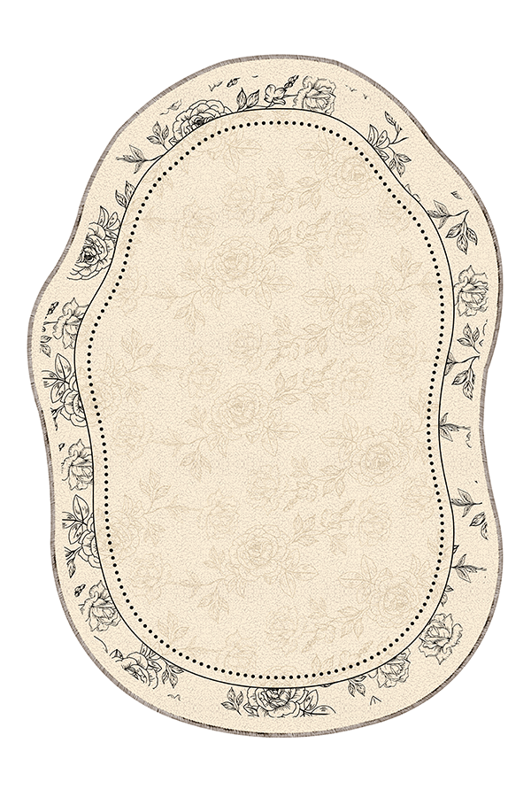 Waterproof Multicolor Plant Floral Irregular Area Rug, French, Rugsfun