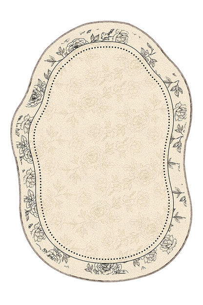 Waterproof Multicolor Plant Floral Irregular Area Rug, French, Rugsfun