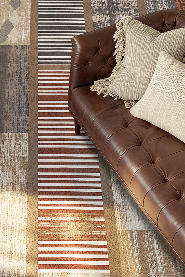 Non-Slip Multicolor Geometric Block Area Rug, Mid-Century Retro, Rugsfun