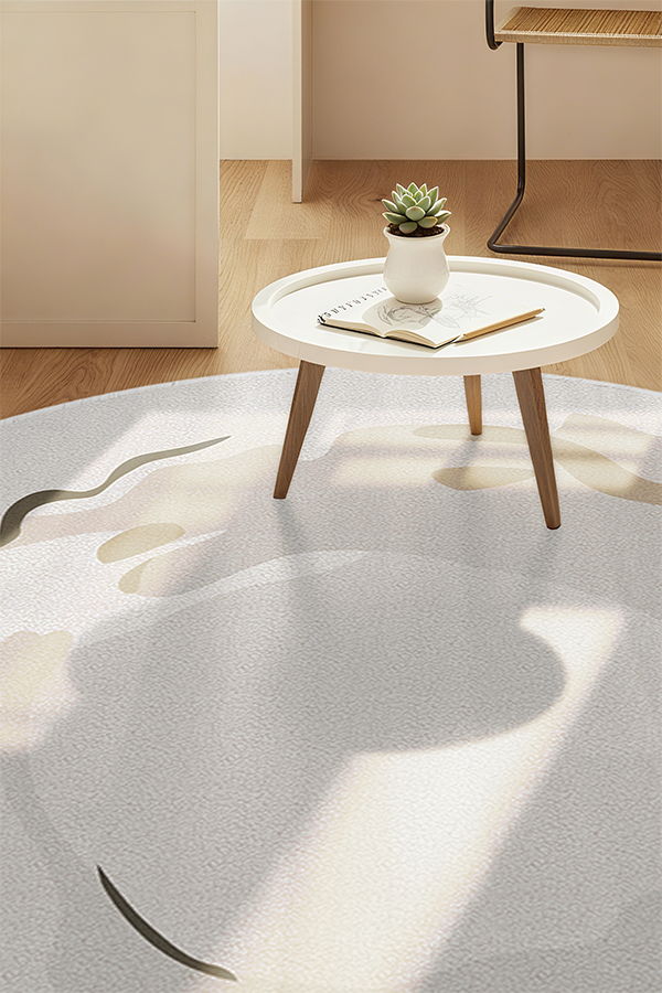 Artistic Ivory Ink-Wash Round Rug, French Cream Style, Rugsfun