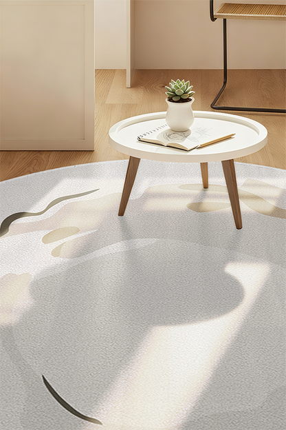 Artistic Ivory Ink-Wash Round Rug, French Cream Style, Rugsfun