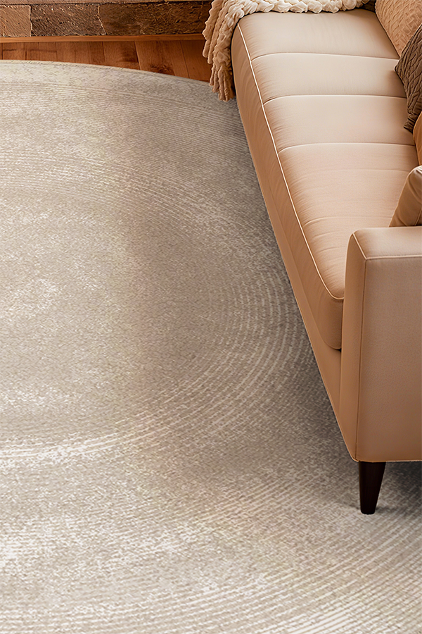 Non-Slip Beige Cloud Round Rug, Cream Style, Rugsfun