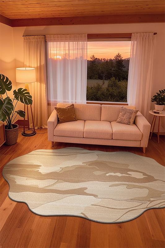 Artistic Beige Irregular Gradient Area Rug, Wabi-Sabi, Rugsfun