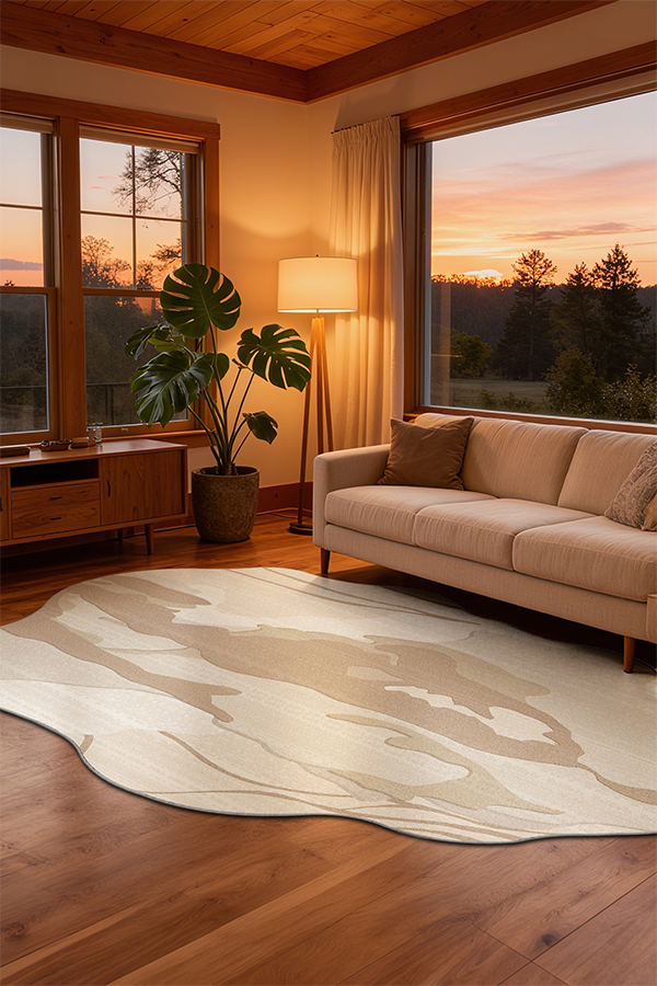 Artistic Beige Irregular Gradient Area Rug, Wabi-Sabi, Rugsfun