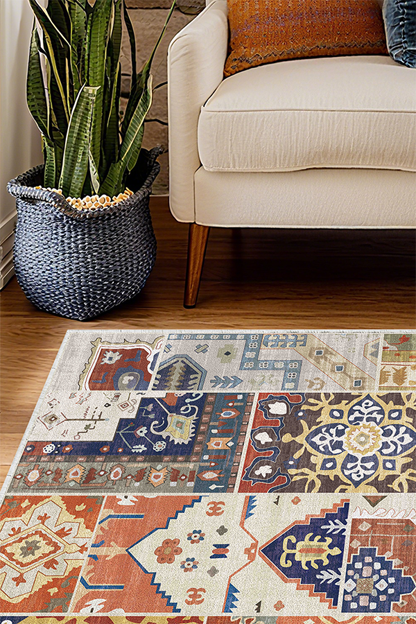 Artistic Colorful Pattern Area Rug, Mid-Century Modern, Rugsfun