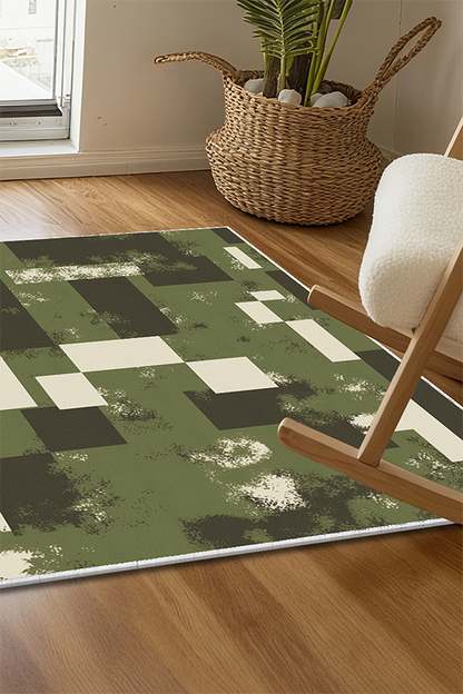 Waterproof Blue & White Checkerboard Area Rug, Retro, Rugsfun