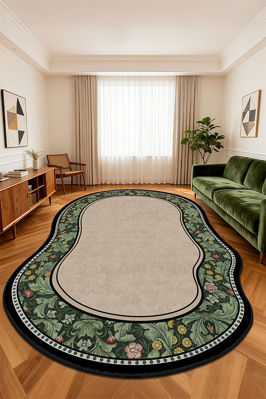 Pet-Friendly Multicolor Garden Area Rug, Mid-Century, Rugsfun
