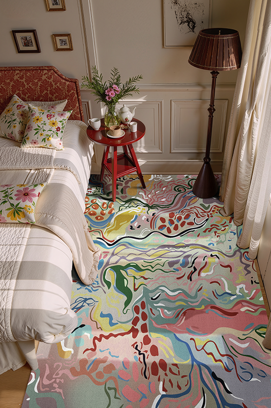 Artistic Natural Print Rectangular Area Rug, Gothic Style, Rugsfun