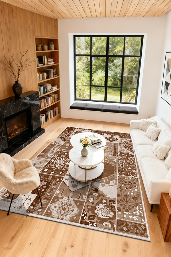 Non-Slip Multicolor Pattern Area Rug, Mid-Century Modern, Rugsfun