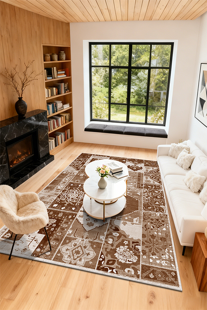 Non-Slip Multicolor Pattern Area Rug, Mid-Century Modern, Rugsfun