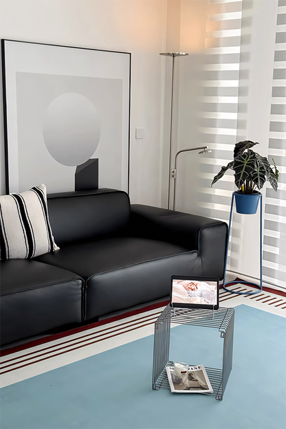 Waterproof Light Blue Stripe Area Rug, Modern Geometric, Rugsfun