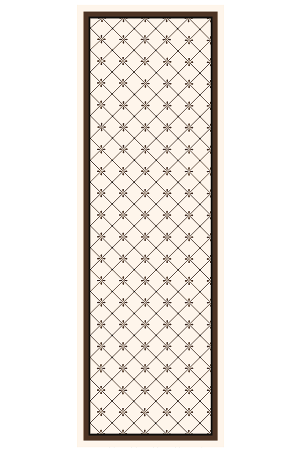 Artistic Brown-White Diamond Flower Kitchen Rug Runner, Retro Luxury, Rugsfun