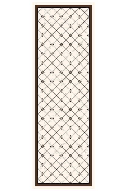 Artistic Brown-White Diamond Flower Kitchen Rug Runner, Retro Luxury, Rugsfun