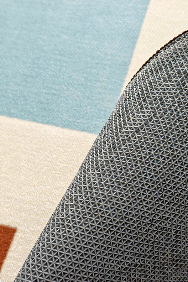 Waterproof Light Blue Stripe Area Rug, Modern Geometric, Rugsfun