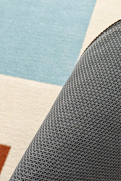 Waterproof Light Blue Stripe Area Rug, Modern Geometric, Rugsfun