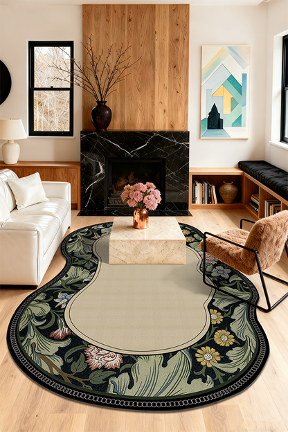 Artistic Multicolor Irregular Area Rug, American Retro, Rugsfun