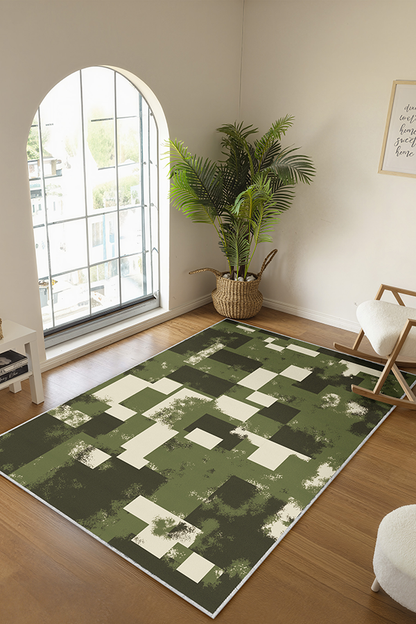 Waterproof Blue & White Checkerboard Area Rug, Retro, Rugsfun