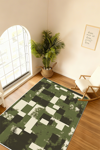 Waterproof Blue & White Checkerboard Area Rug, Retro, Rugsfun