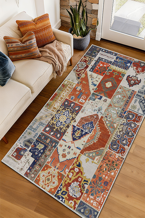 Artistic Colorful Pattern Area Rug, Mid-Century Modern, Rugsfun