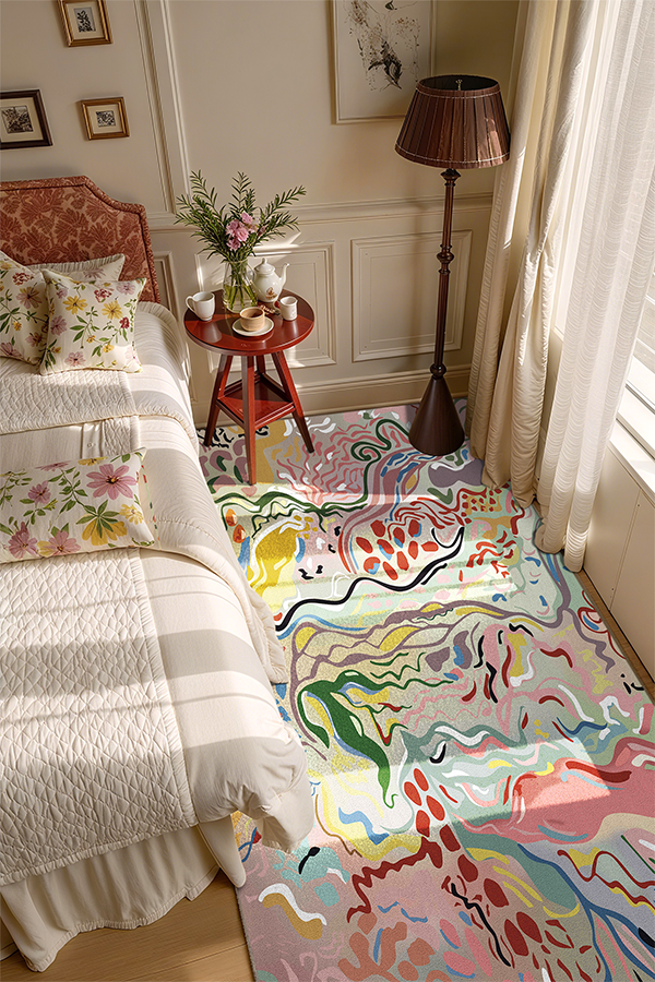 Artistic Natural Print Rectangular Area Rug, Gothic Style, Rugsfun