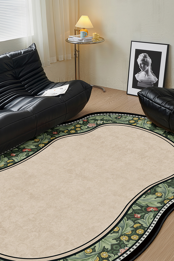 Pet-Friendly Multicolor Garden Area Rug, Mid-Century, Rugsfun