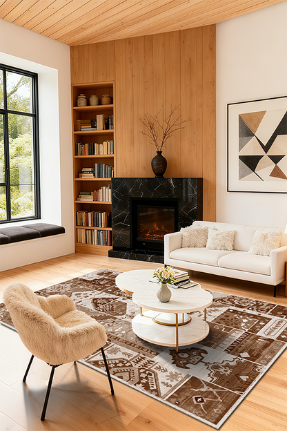 Non-Slip Multicolor Pattern Area Rug, Mid-Century Modern, Rugsfun