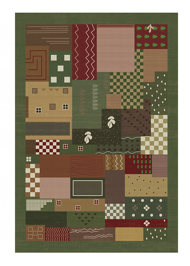 Pet-Friendly Multicolor Patterned Area Rug, Mid-Century Modern, Rugsfun
