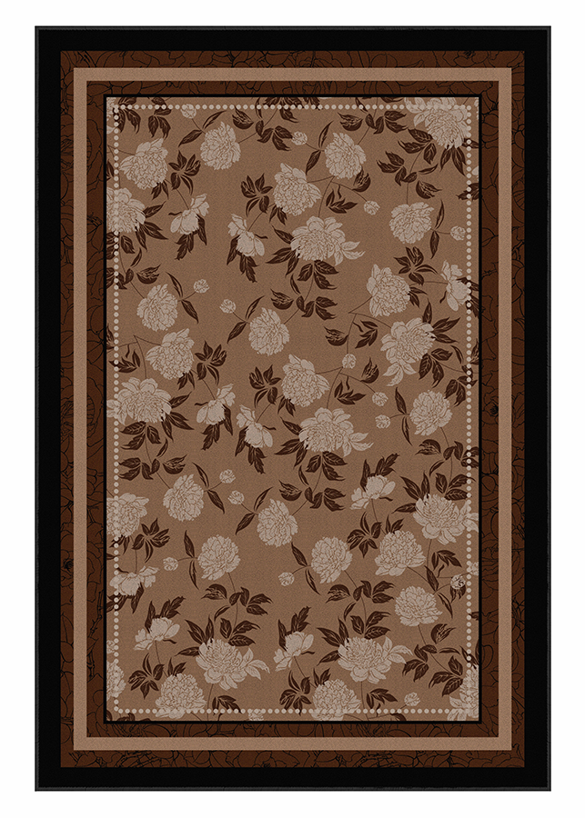 Pet-Friendly Brown Floral Rectangular Area Rug, Mid-Century, Rugsfun