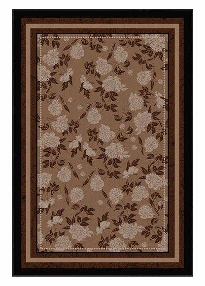 Pet-Friendly Brown Floral Rectangular Area Rug, Mid-Century, Rugsfun