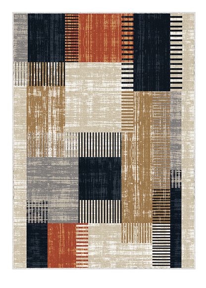 Artistic Colorful Geometric Patchwork Area Rug, Mid-Century, Rugsfun