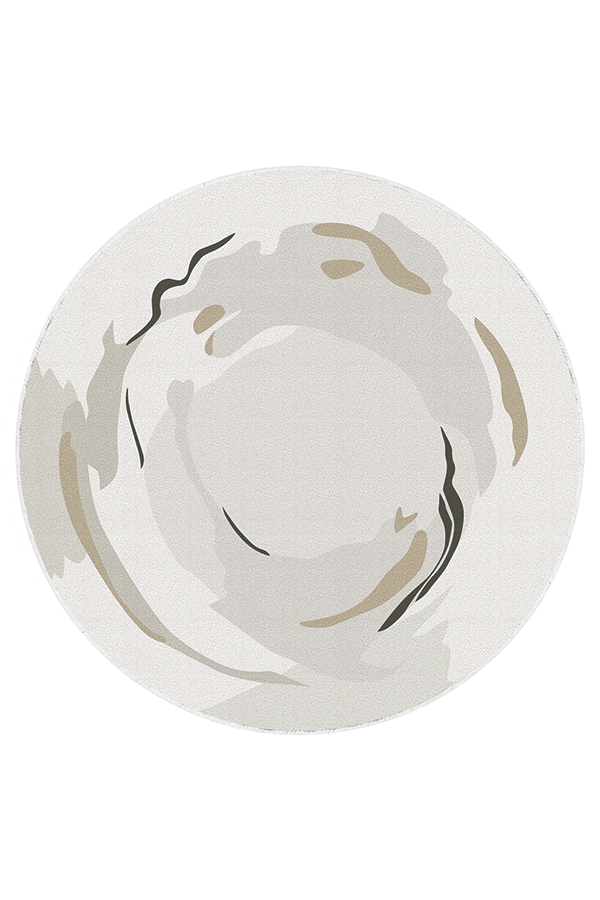 Artistic Ivory Ink-Wash Round Rug, French Cream Style, Rugsfun