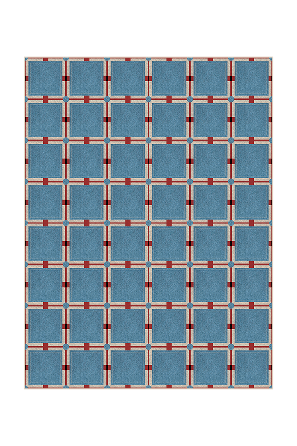 Non-Slip Blue Checkerboard Area Rug, Mid-Century, Rugsfun