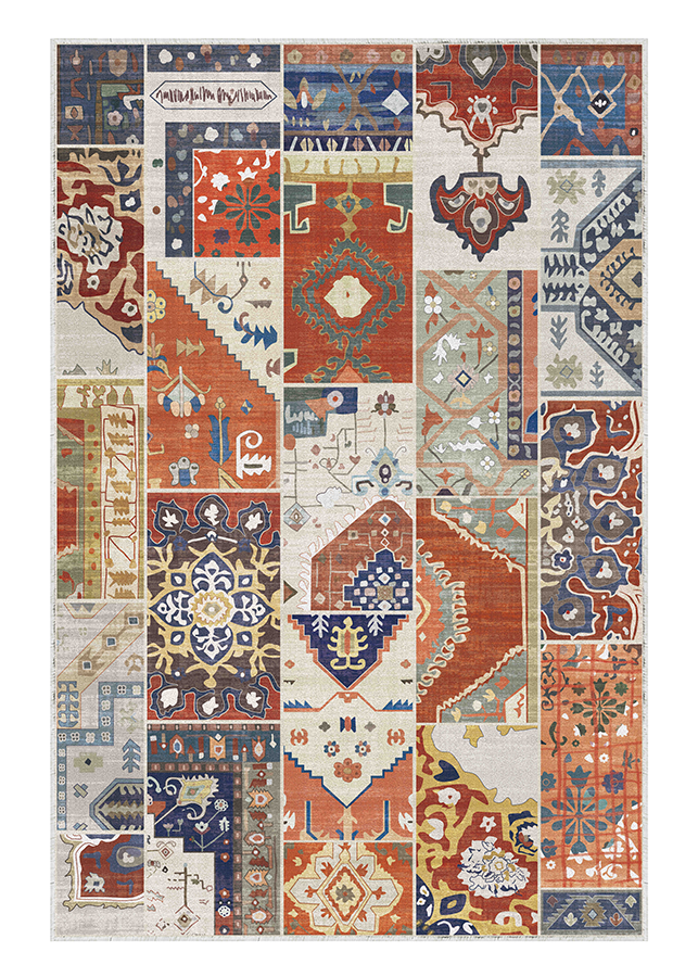 Artistic Colorful Pattern Area Rug, Mid-Century Modern, Rugsfun