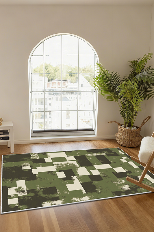 Waterproof Blue & White Checkerboard Area Rug, Retro, Rugsfun