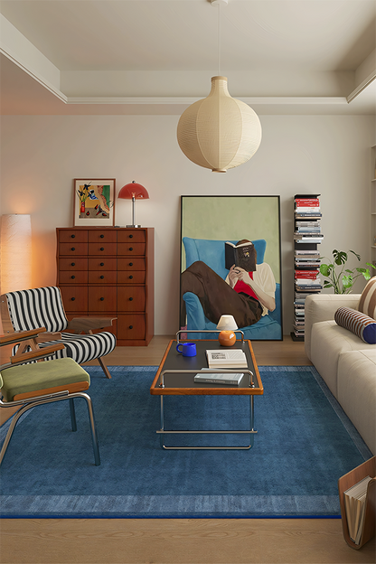 Non-Slip Blue Elegant Area Rug, Retro, Rugsfun