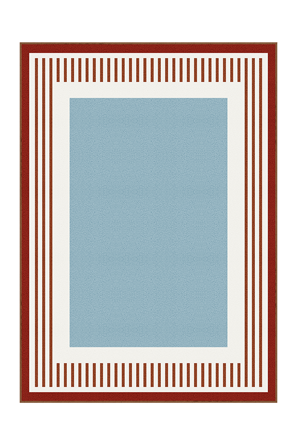 Waterproof Light Blue Stripe Area Rug, Modern Geometric, Rugsfun
