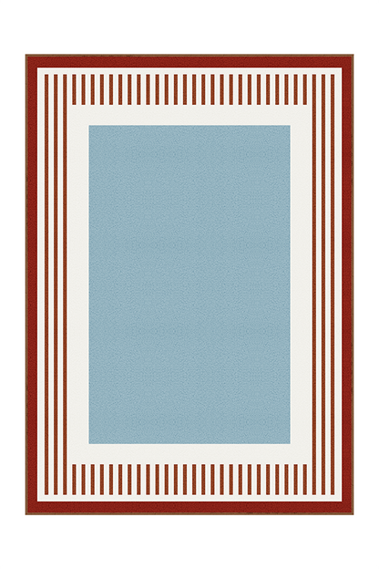 Waterproof Light Blue Stripe Area Rug, Modern Geometric, Rugsfun